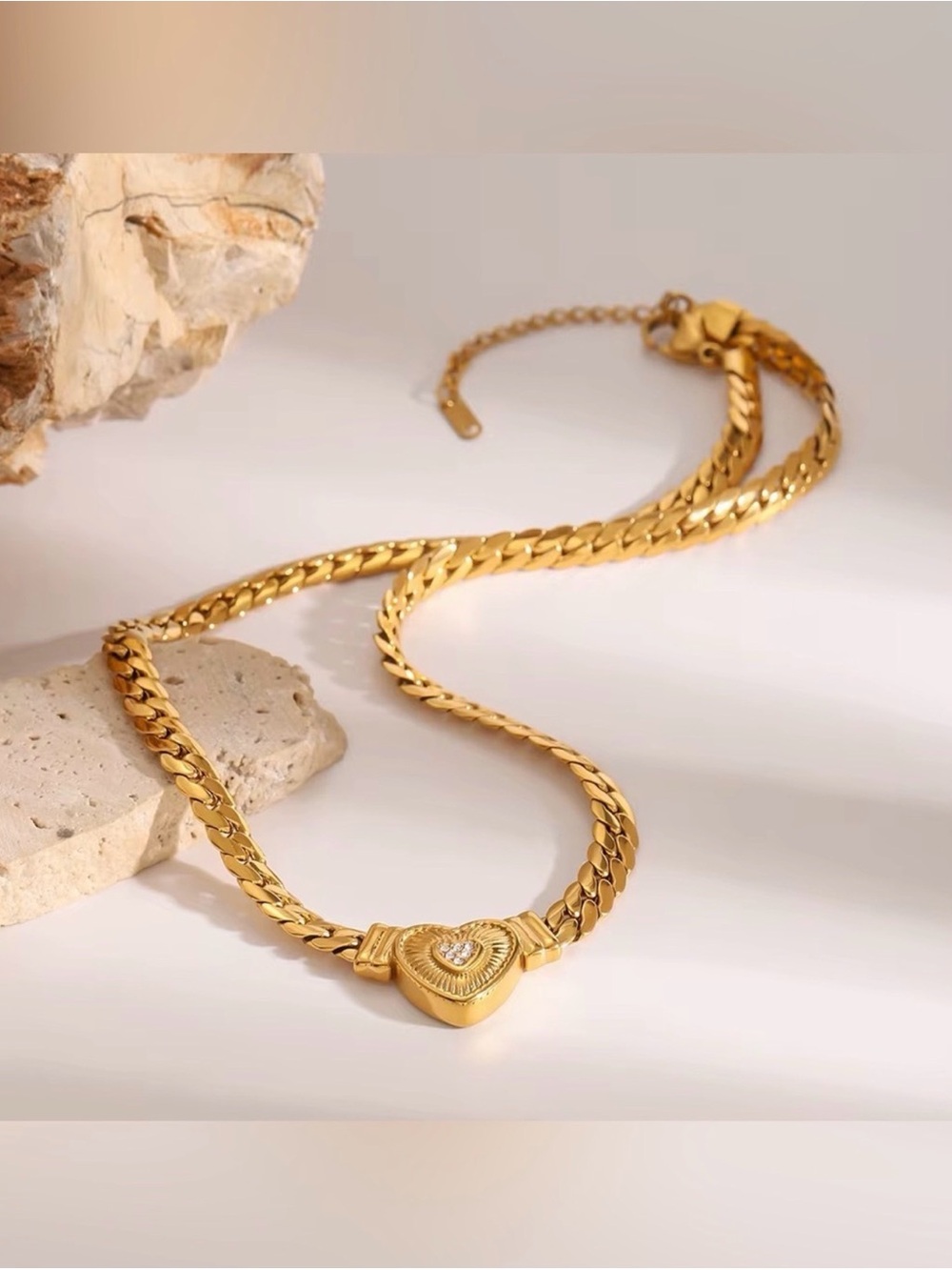 18K Gold Plated Heart Necklace - Picture 8 of 10